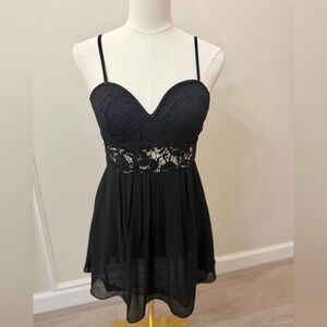 Millau Black Lace Bustier Chiffon Camisole
